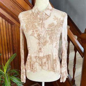 Lauren Conrad Toile Pattern Button Down Sz XS